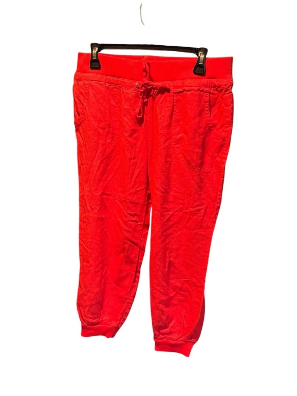 Forever 21 Women's Linen Blend Pull On Cropped Joggers Red Medium NWT